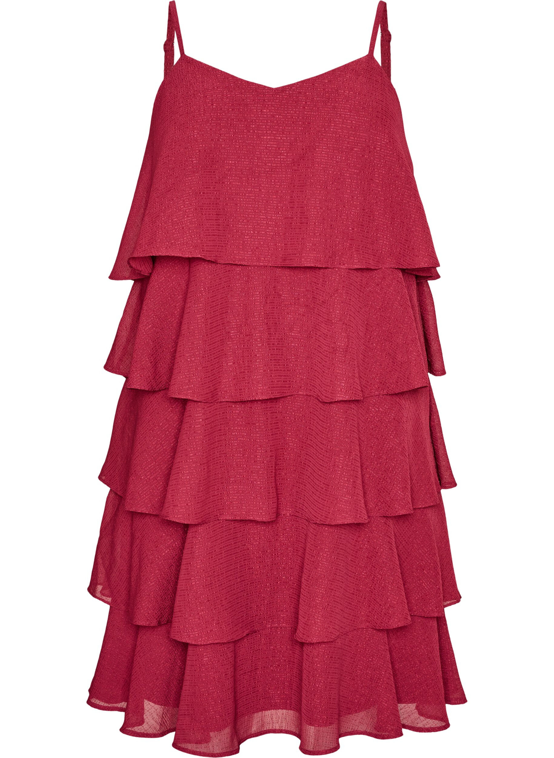Robe &agrave; volants superpos&eacute;s avec fines bretelles