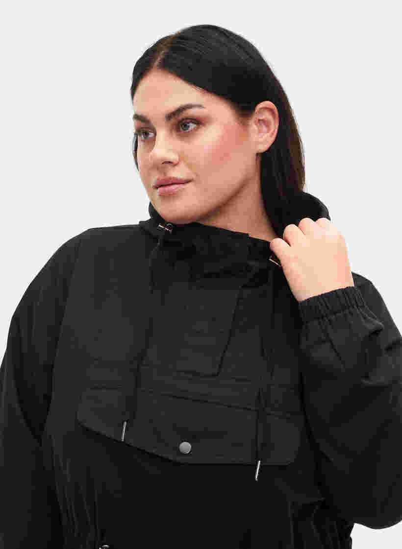 Anorak avec capuche et poche, Black, Model image number 2