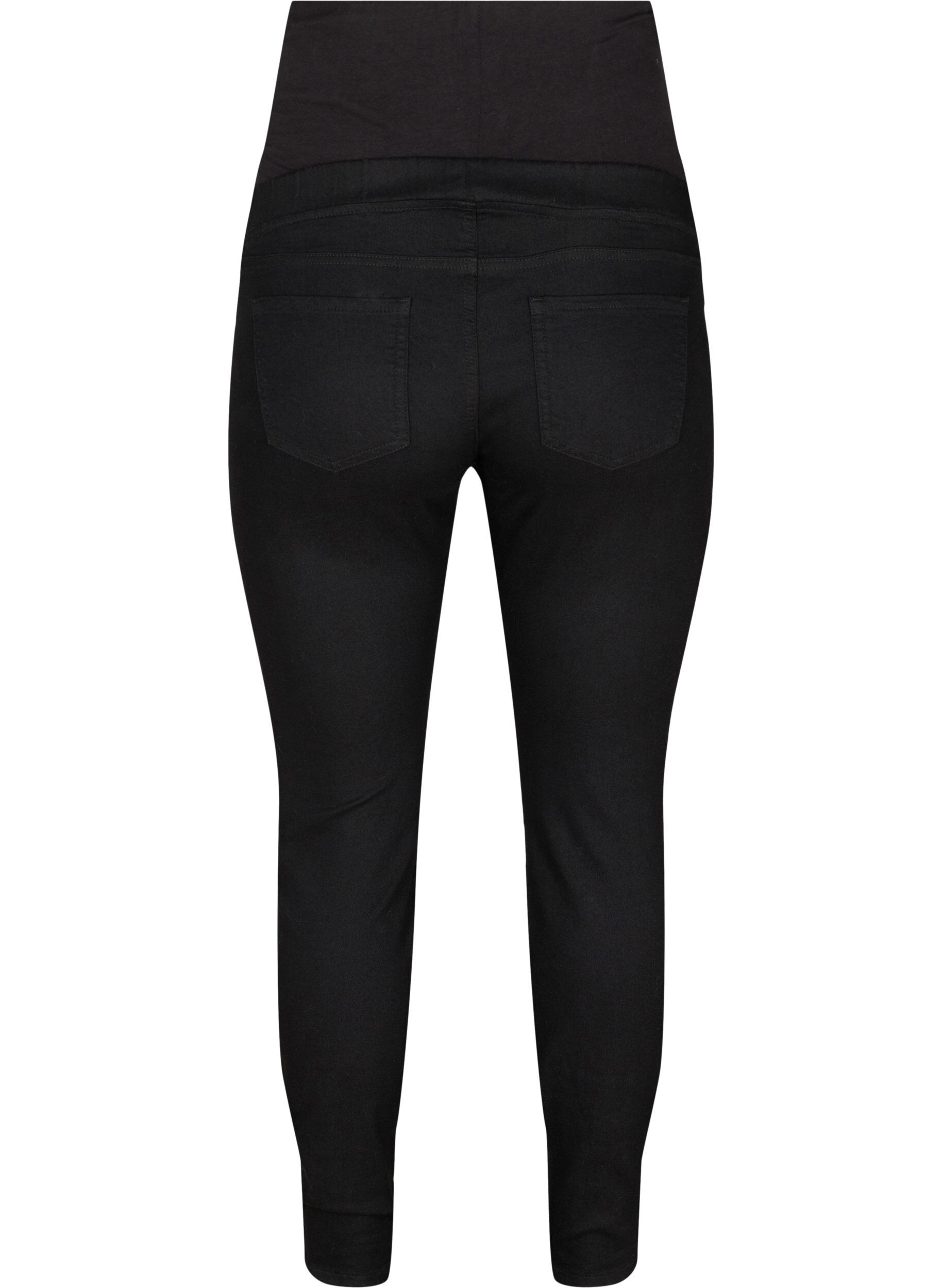 ZizziZwangerschapsjegging met achterzakken, Black, Packshot image number 1