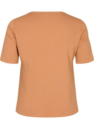 T-shirt met korte mouwen en knopen, Pecan Brown, Packshot image number 1
