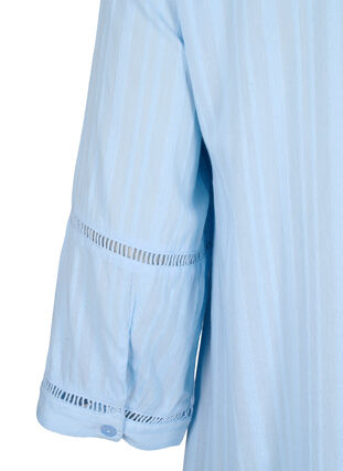 Katoen-viscosemix jurk met 3/4 mouwen, Chambray Blue, Packshot image number 3