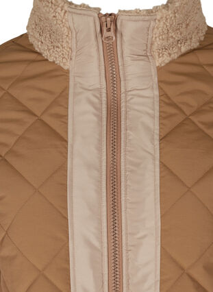 Gewatteerde jas met teddy en zakken, Tobacco Brown Comb, Packshot image number 2