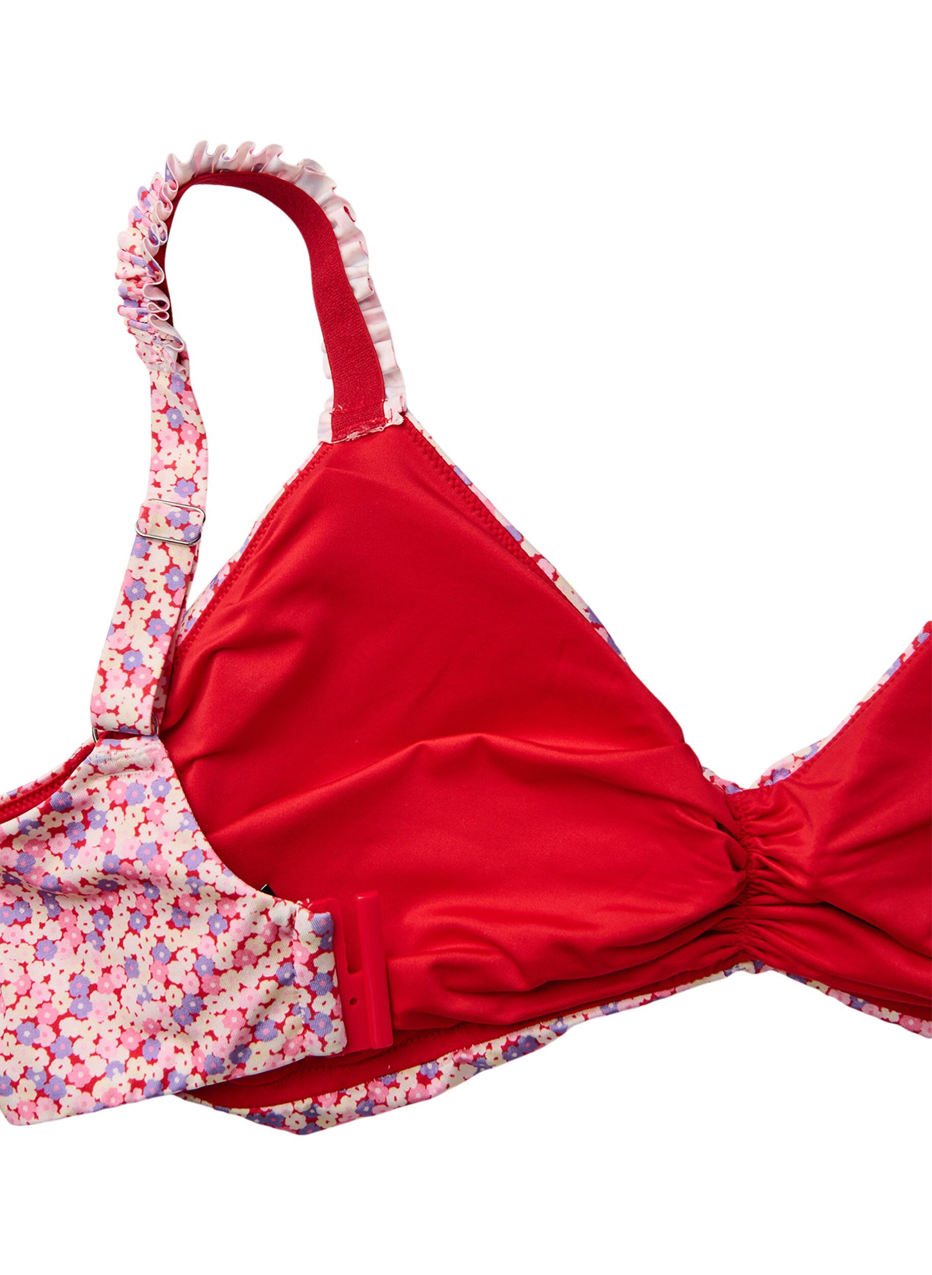 ZizziGestreepte bikinitop met afneembare vulling, Roze, Packshot image number 3