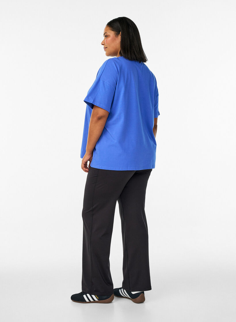 Pantalon de training &eacute;vas&eacute; taille haute, Noir, Model image number 2