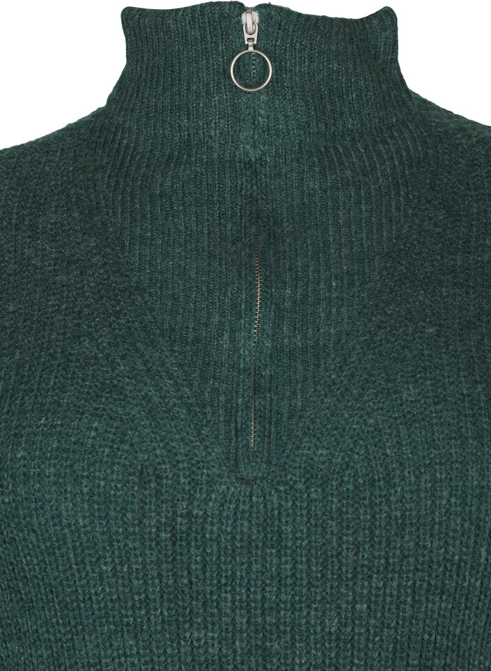 FLASH - Gebreide jurk met hoge nek, Sea Moss Mel., Packshot image number 2