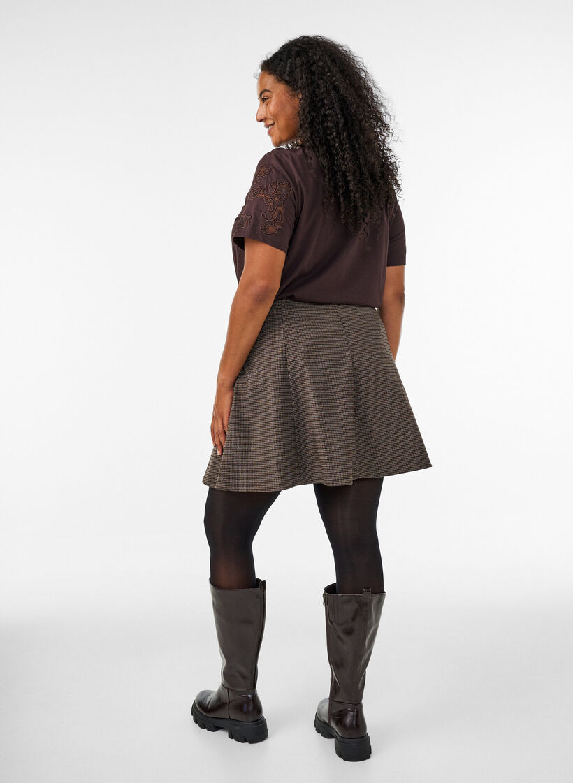 T-shirt en coton avec appliqu&eacute;s en dentelle, Marron, Model image number 2