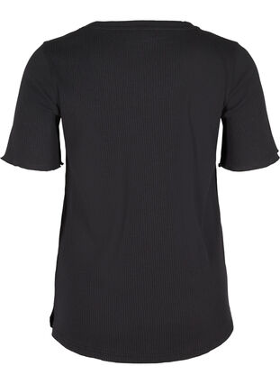 T-shirt à manches courtes en qualité côtelée, Black, Packshot image number 1