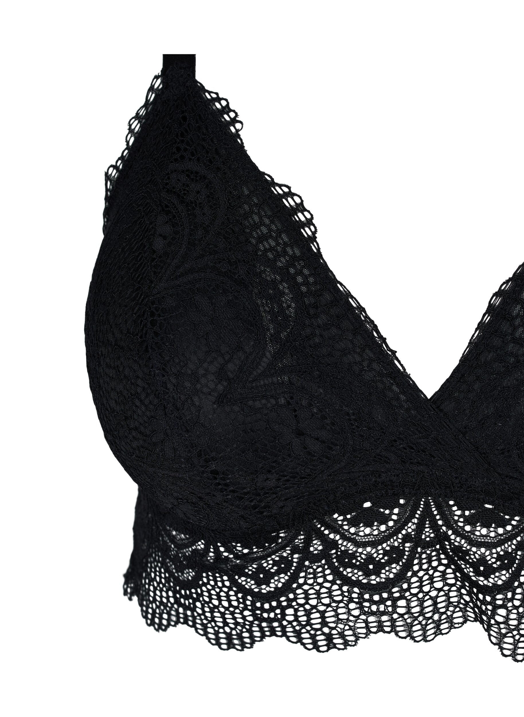 Zizzi Soutien-gorge en dentelle avec fermeture sur le devant, Black, Packshot image number 2