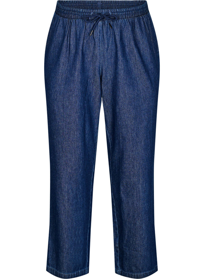Jeans coupe droite &agrave; taille &eacute;lastique, Bleu, Packshot image number 0