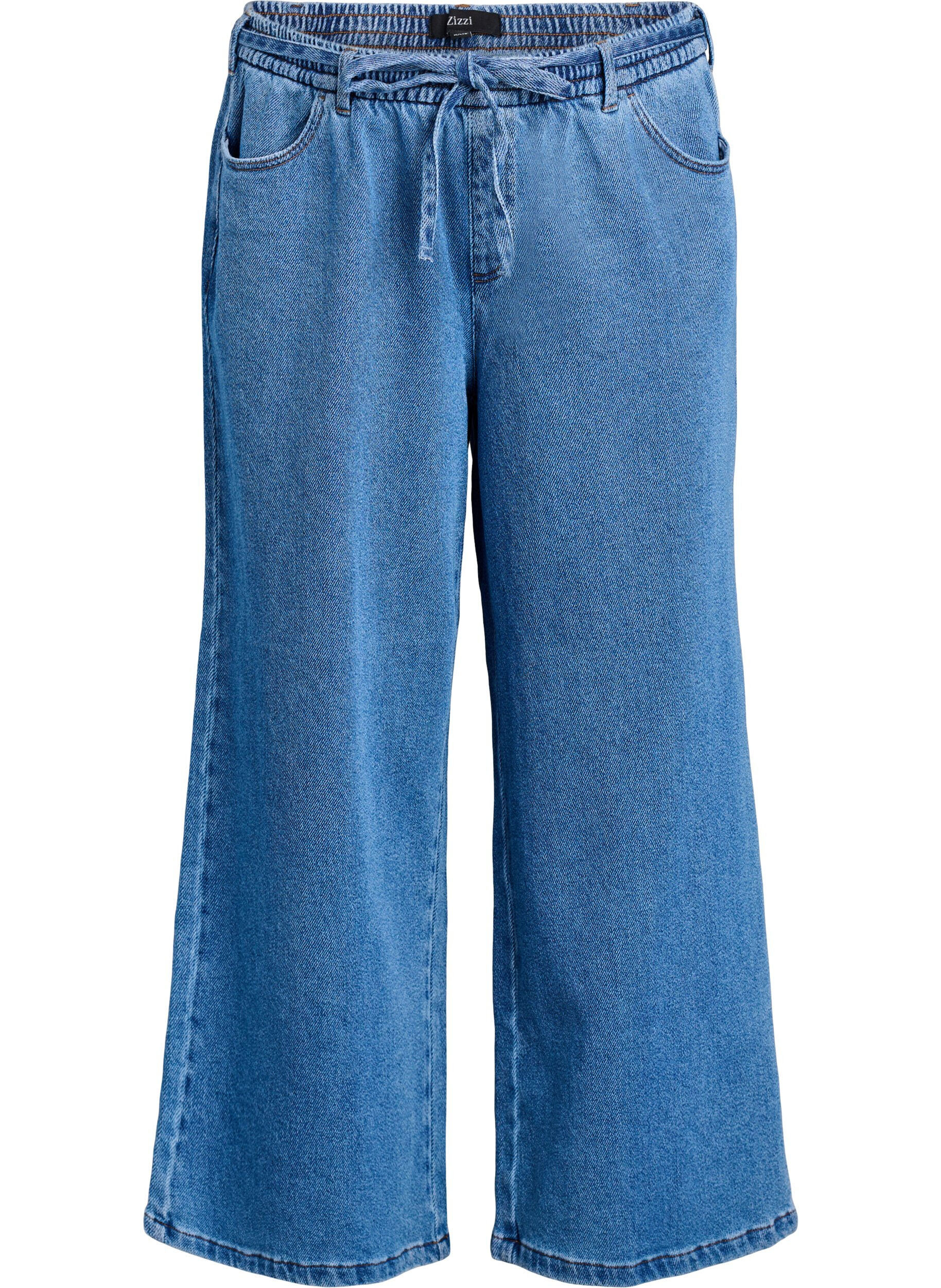 Jean ample &agrave; ceinture &eacute;lastique et cordon de serrage