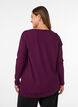 Blouse en jersey avec bordure en dentelle asym&eacute;trique, Violet, Model image number 2