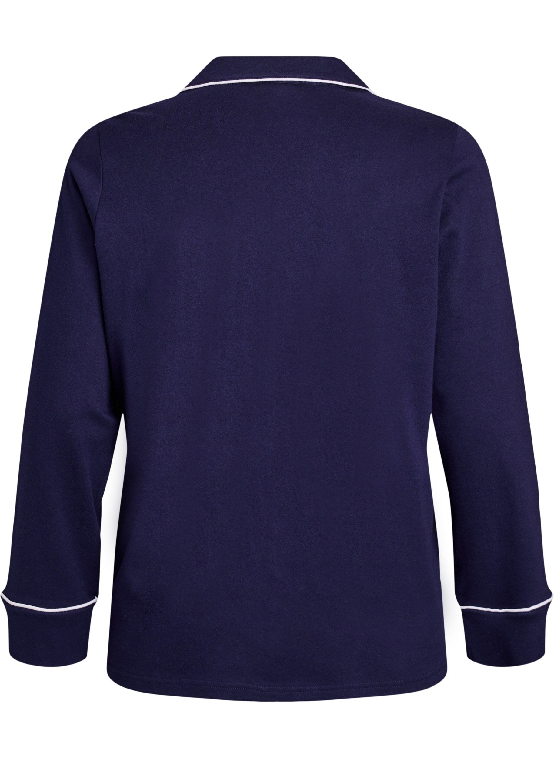 ZizziKatoenen pyjamashirt met borstzak, Blauw, Packshot image number 1