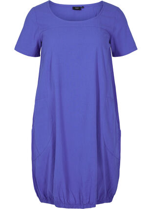 Robe en coton à manches courtes, Dazzling Blue, Packshot image number 0
