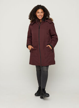 Veste d'hiver avec fermeture éclair et poches, Fudge, Model image number 4