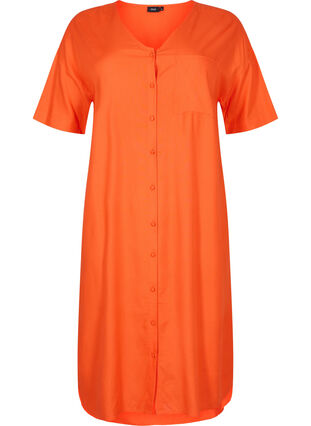 Robe chemise à manches courtes en viscose, Mandarin Red, Packshot image number 0
