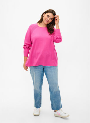 Chemisier en tricot à manches raglan, Raspberry Rose Mel., Model image number 2