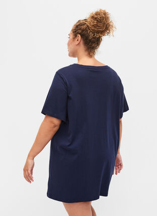T-shirt de pyjama oversize en coton biologique, Peacoat W. relaxed, Model image number 1