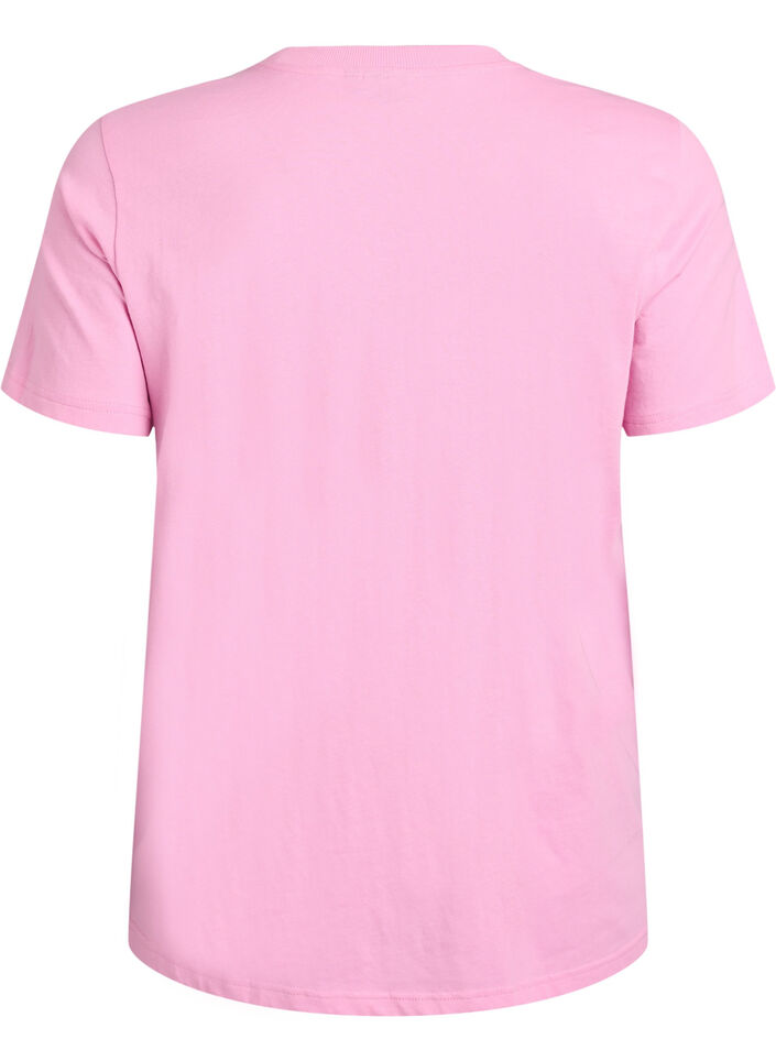 T-shirt basique en coton &agrave; col rond, Rose, Packshot image number 1