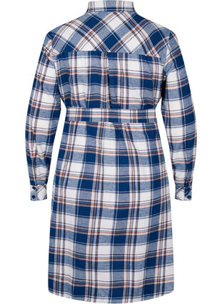 Robe chemise à carreaux avec lien à nouer, Blue White Check, Packshot image number 1