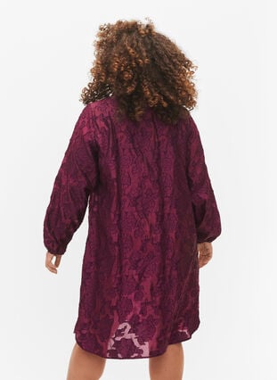 Lange jacquard shirt, Dark Purple, Model image number 1