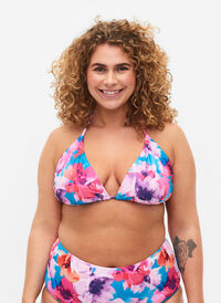 Soutien-gorge bikini triangle avec imprimé, Pink Flower, Model