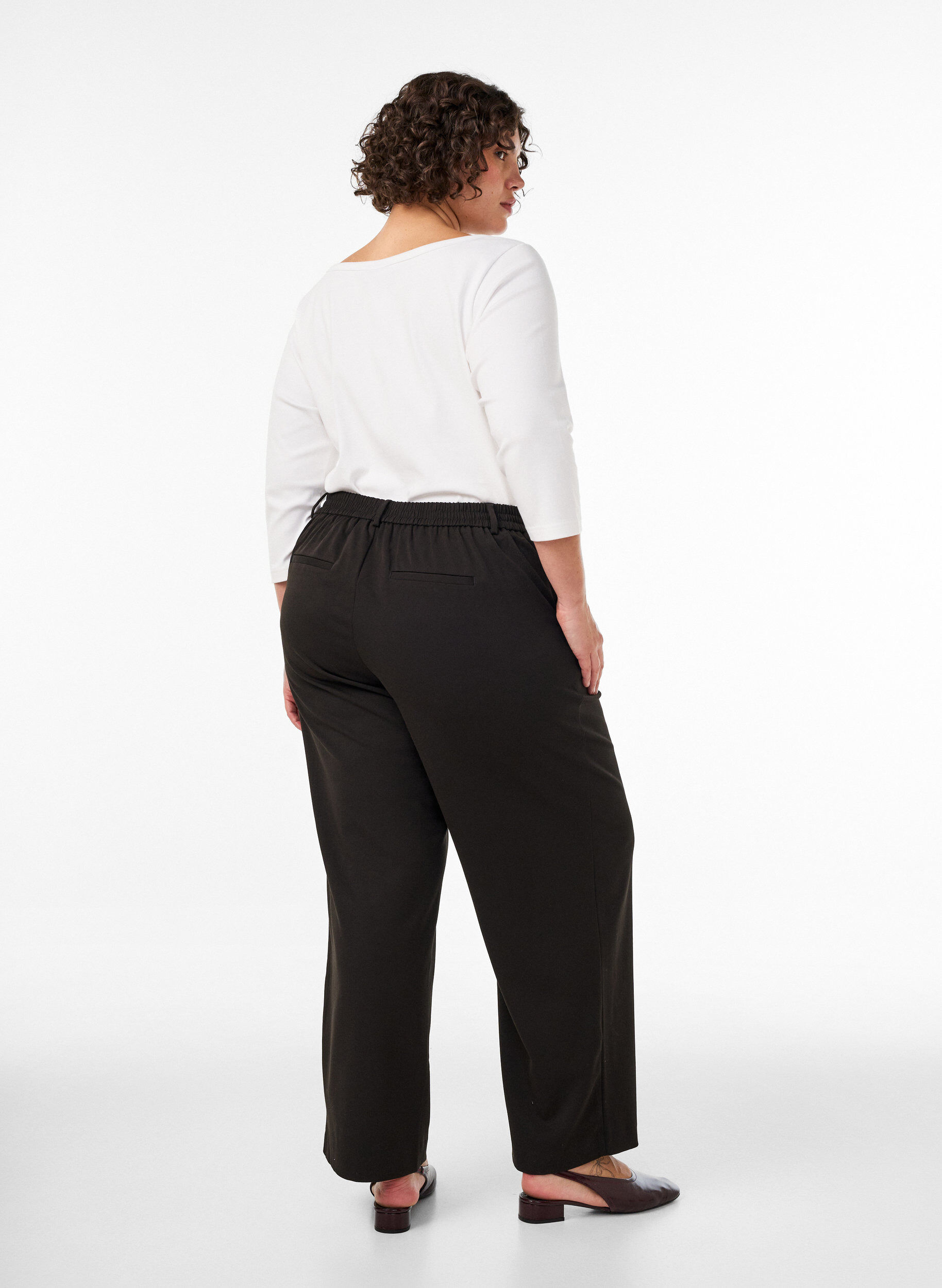 ZizziPantalon de costume taille haute coupe droite, Noir, Model image number 1