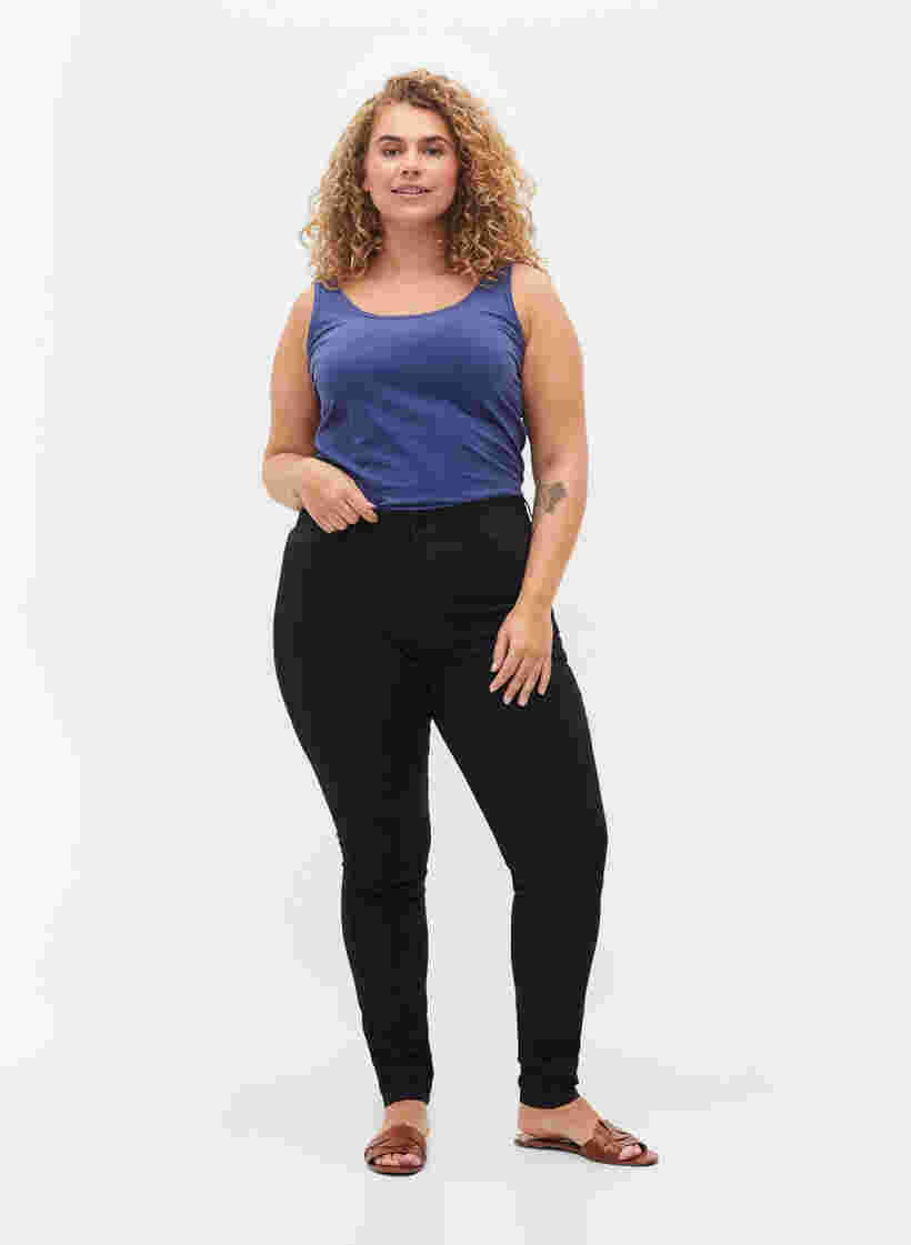 Super slim Amy jeans met elastiek in de taille, Black, Model image number 0