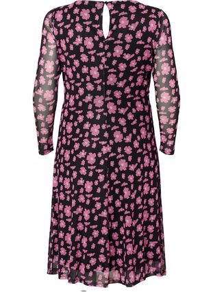 Robe en maille florale à manches longues, Black Pink AOP, Packshot image number 1