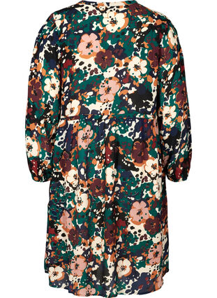 Gebloemde viscose jurk met verstelbare taille, Multi Flower AOP, Packshot image number 1