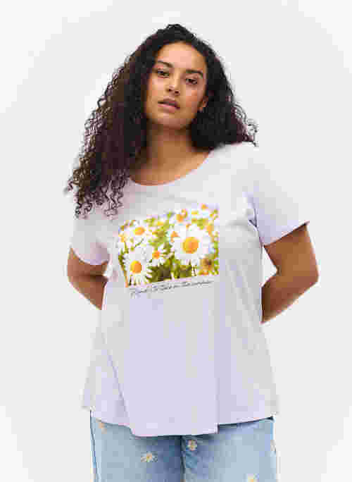 Katoenen t-shirt met a-lijn en print