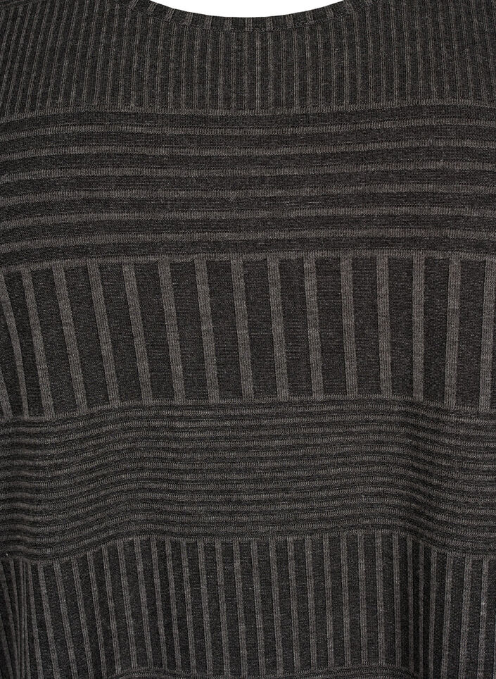 Blouse avec manches 3/4 et motif ray&eacute;, Dark Grey Melange, Packshot image number 2