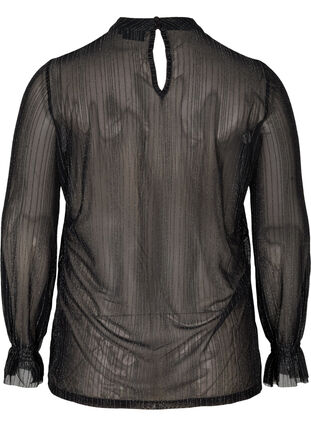 Licht transparante blouse met lurex, Black w. Silver, Packshot image number 1