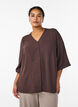 Shirtblouse met V-hals en 3/4 mouwen, Bruin, Model image number 0