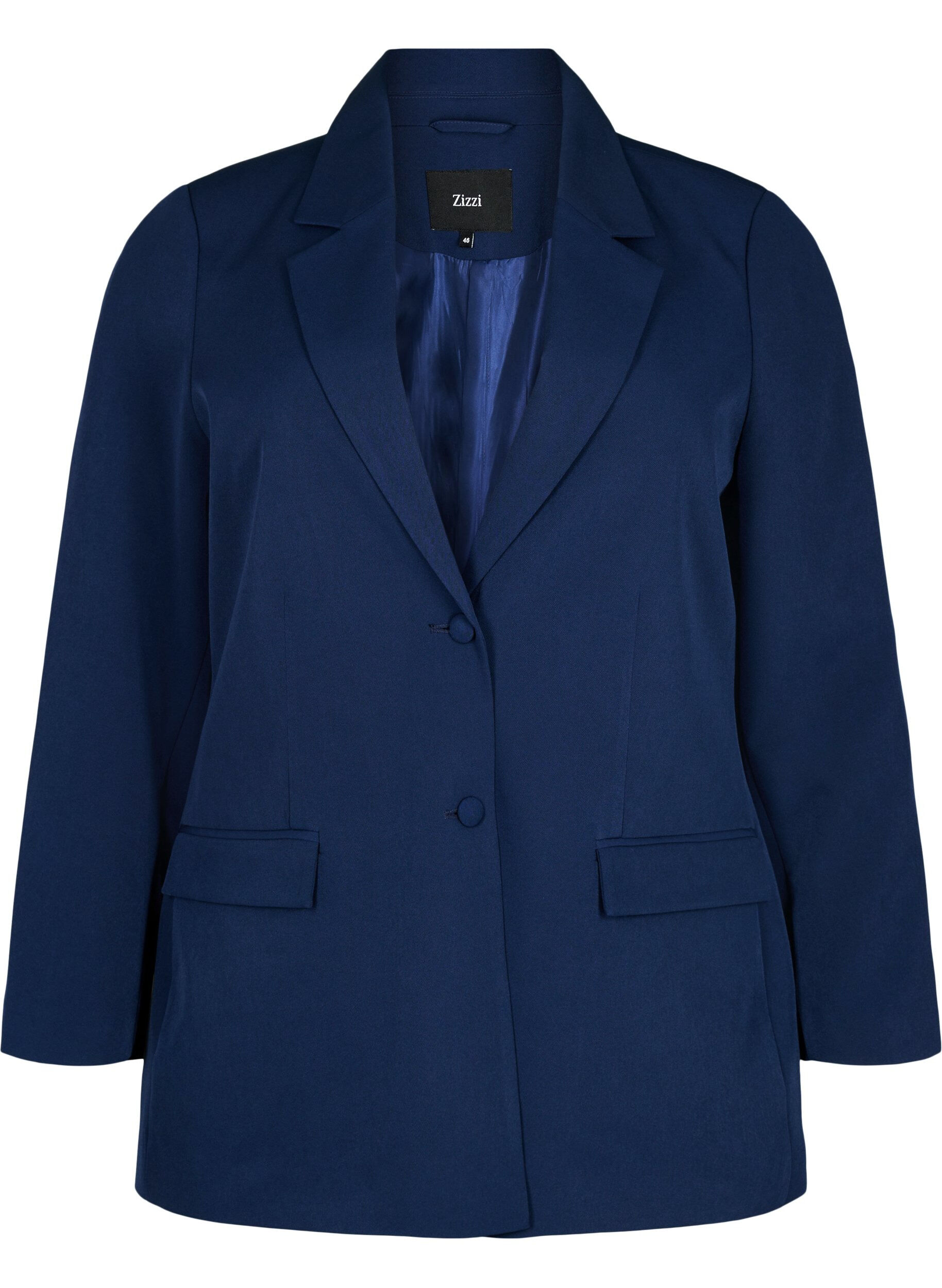 Zizzi Blazer classique avec fermeture boutonn&eacute;e, Bleu, Packshot image number 0