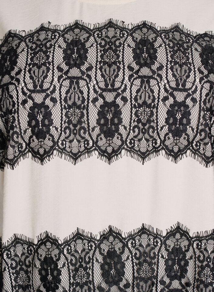 Robe courte avec des empi&egrave;cements en dentelle contrastants, Beige, Packshot image number 2