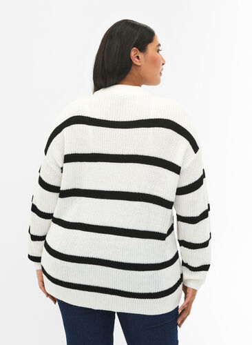 FLASH - Gestreepte trui, White/Black Stripe, Model image number 1
