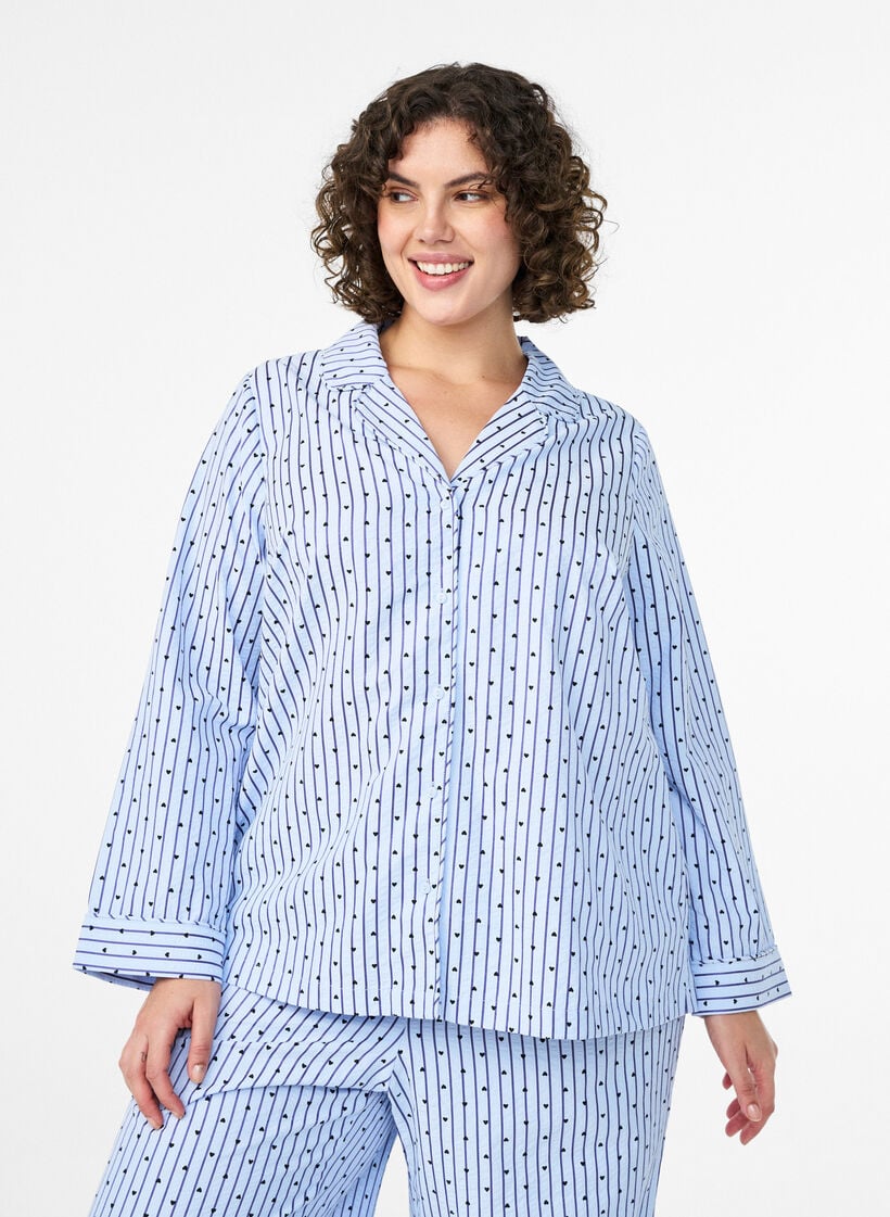 Chemise de pyjama en seersucker &agrave; manches longues, Bleu Clair, Model image number 0