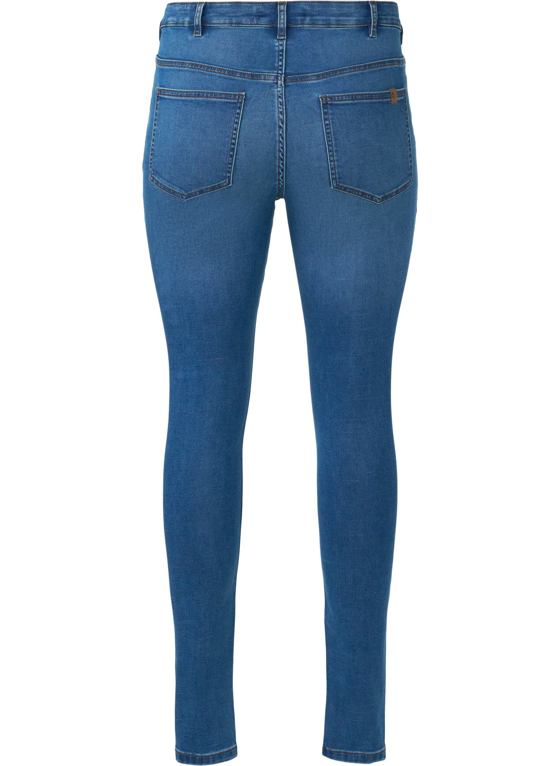 ZizziHigh-waisted Amy jeans met knoopsluiting, Blue Denim, Packshot image number 1