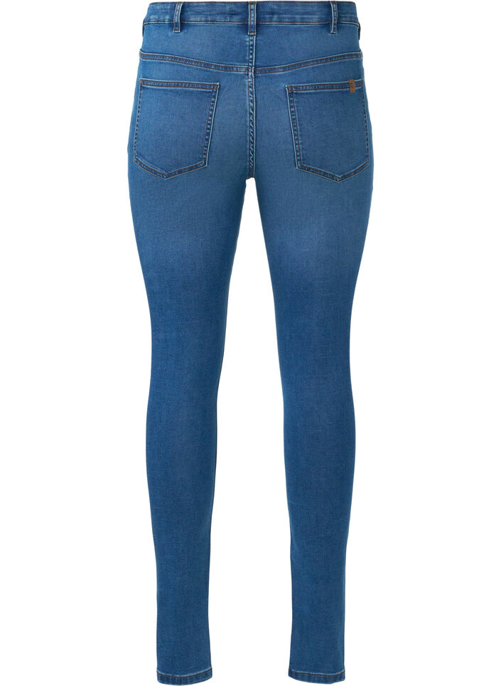 High-waisted Amy jeans met knoopsluiting, Blue Denim, Packshot image number 1