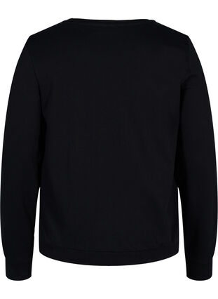 Sweat-shirt en coton avec impression de texte, Black, Packshot image number 1