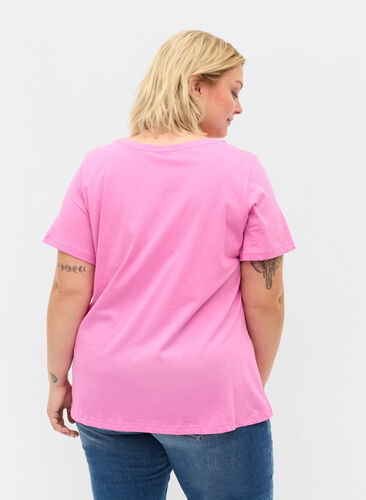 T-shirt en coton à manches courtes avec imprimé, Cyclamen LOVE, Model image number 1