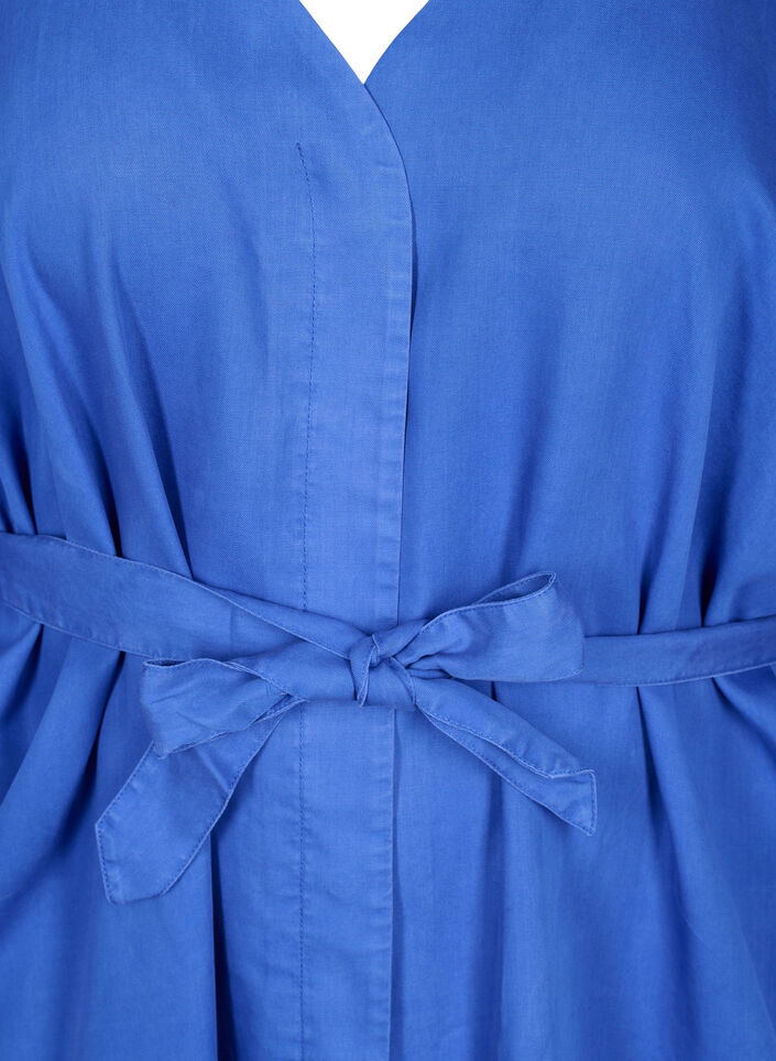Jurk met 3/4 mouwen en striksluiting, Blauw, Packshot image number 2