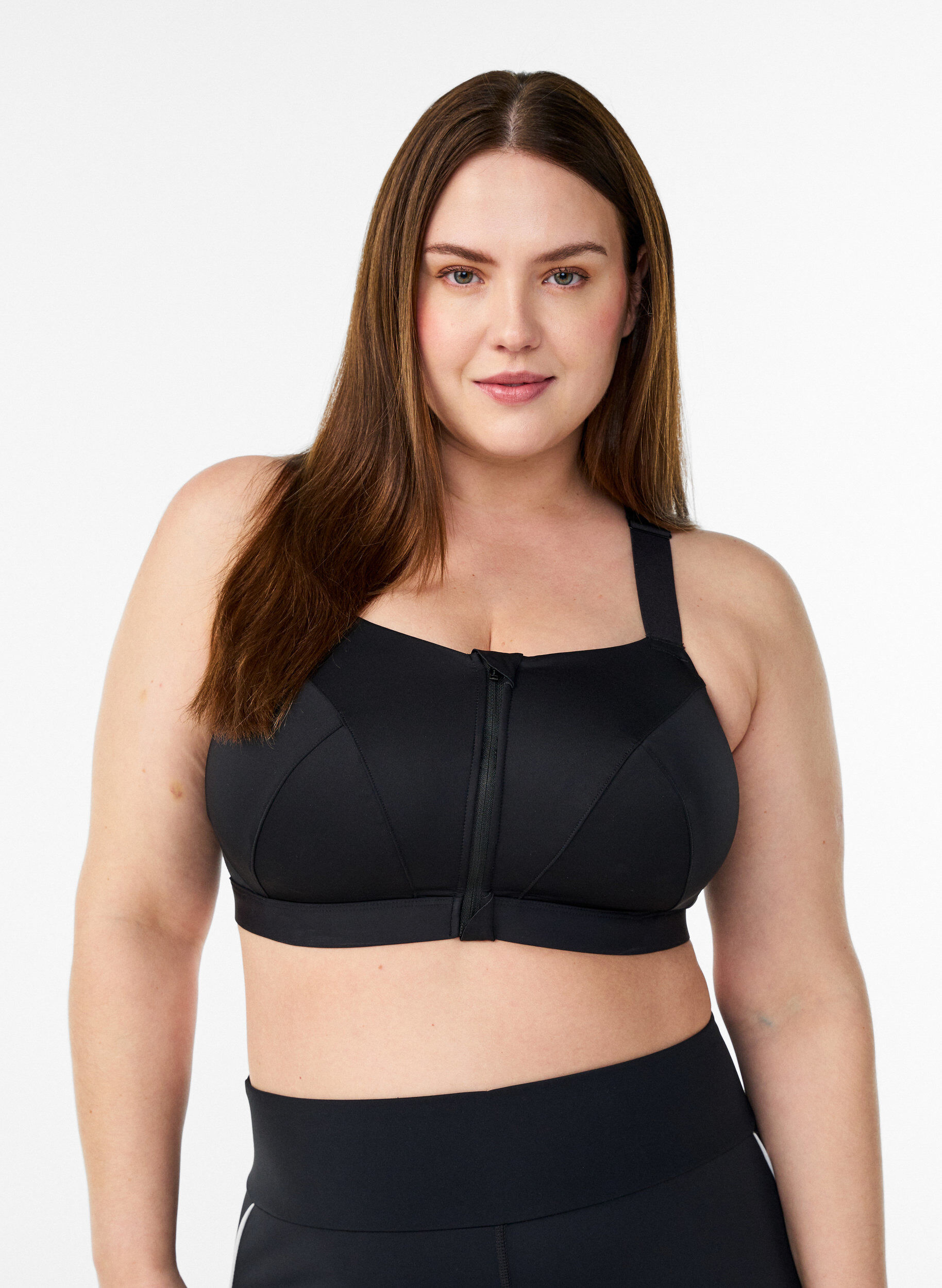 Zizzi Brassi&egrave;re de sport avec fermeture sur le devant et maintien &eacute;lev&eacute;, Noir, Model image number 0