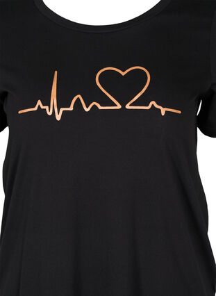 T-shirt pyjama à manches courtes en coton, Black HEART COPPER, Packshot image number 2