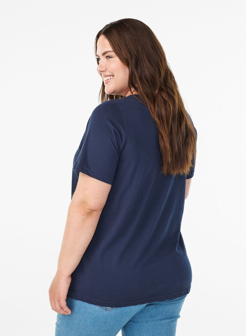 T-shirt imprim&eacute;, Bleu, Model image number 2