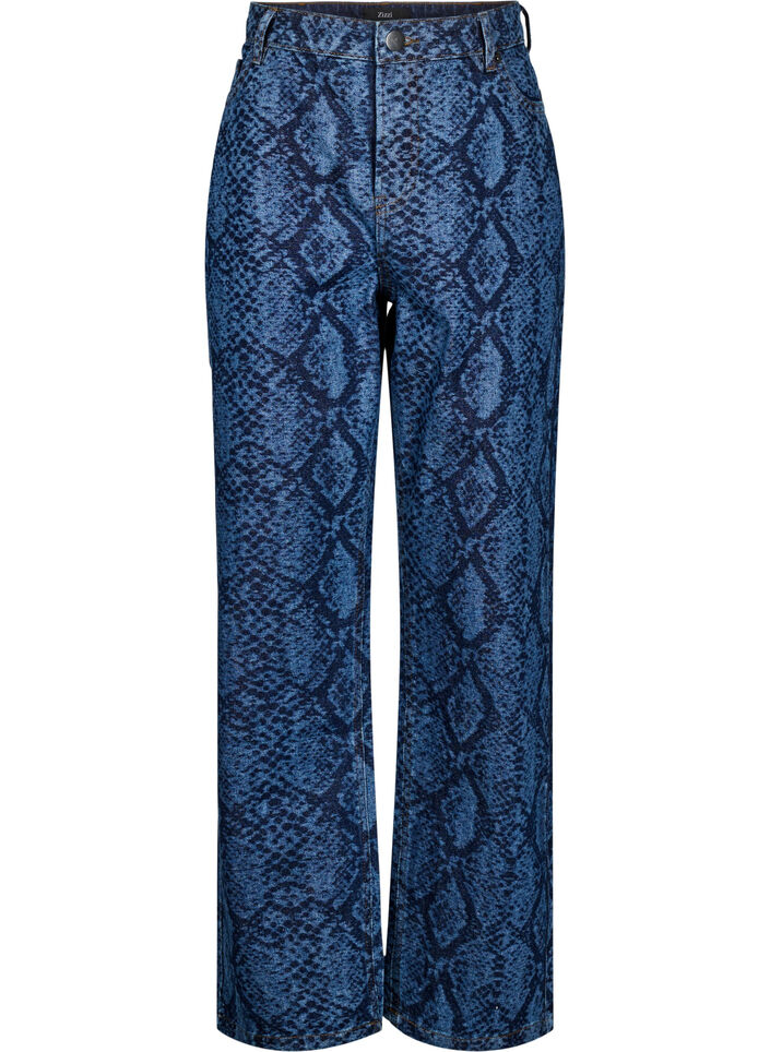 Emily jeans met slangenprint, Blauw, Packshot image number 0