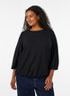 Blouse met textuur en 3/4 mouwen, Zwart, Model image number 0