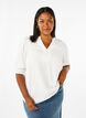 Viscose blouse met smok en ruches, Bright White, Model image number 0