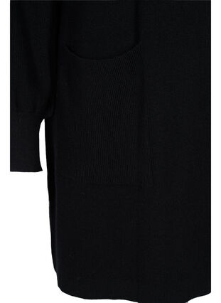 Cardigan en maille à manches longues et poches, Black, Packshot image number 3