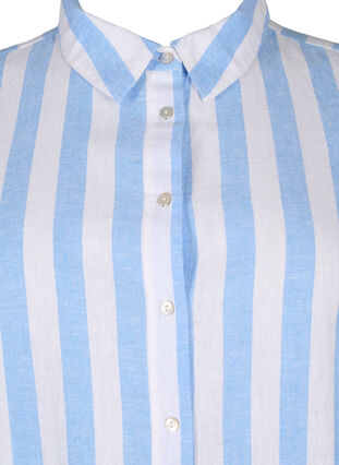 Chemise longue en lin et en coton, Blue White Stripe, Packshot image number 2